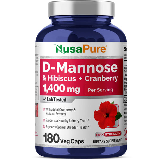 NusaPure D-Mannose Complex bottle showing 90 servings for daily use