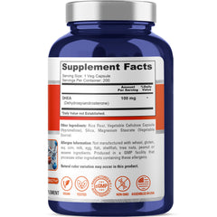 NusaPure DHEA 100mg capsules close-up showing vegetarian capsules for daily use.