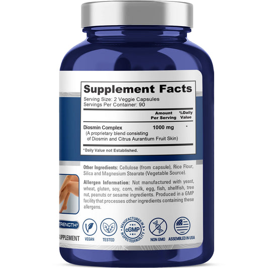 Close-up of vegan veggie capsules from NusaPure Diosmin Complex