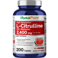 NusaPure L-Citrulline bottle front view showing 100-day supply