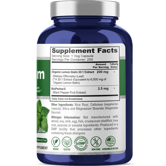 NusaPure Lemon Balm vegan capsules are non-GMO and organic