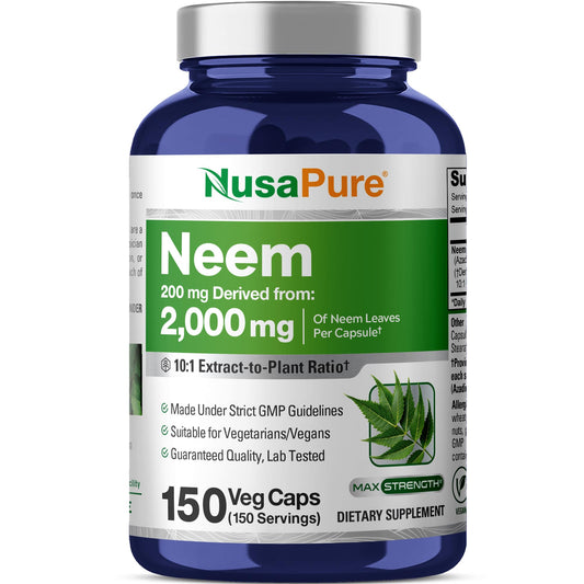 NusaPure Neem Leaf 10:1 extract bottle front for daily vitality