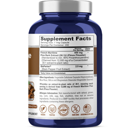 NusaPure pine bark capsules 400 mg with bark equivalent