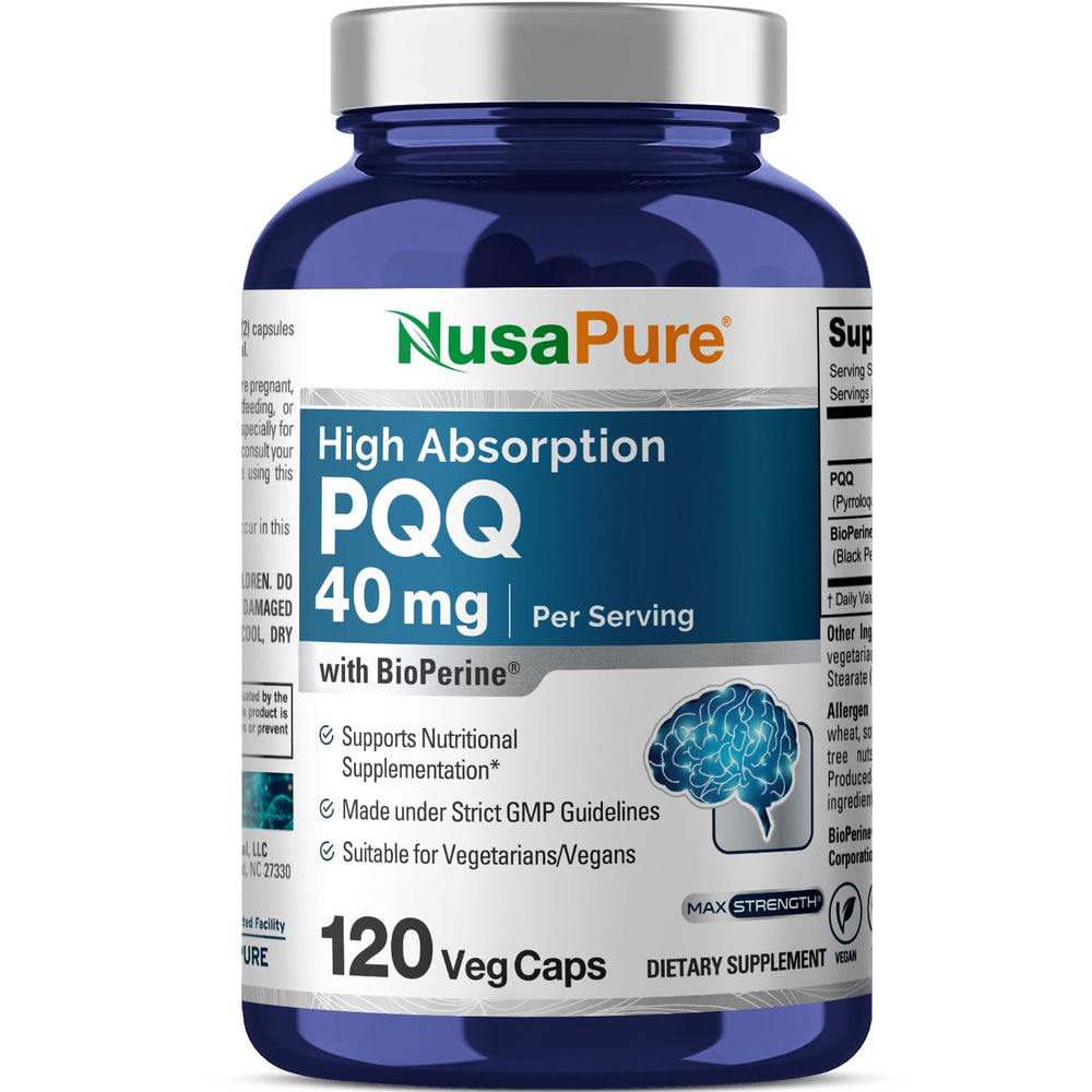 NusaPure PQQ supplement bottle front view for daily use