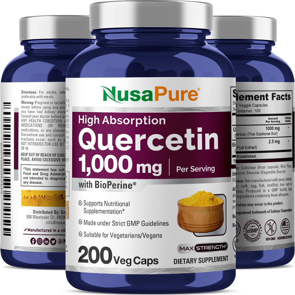 NusaPure Quercetin packaged box on shelf for daily routine.