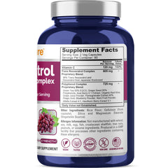 NusaPure Resveratrol & Polyphenol Complex capsules close-up showing two-capsule serving