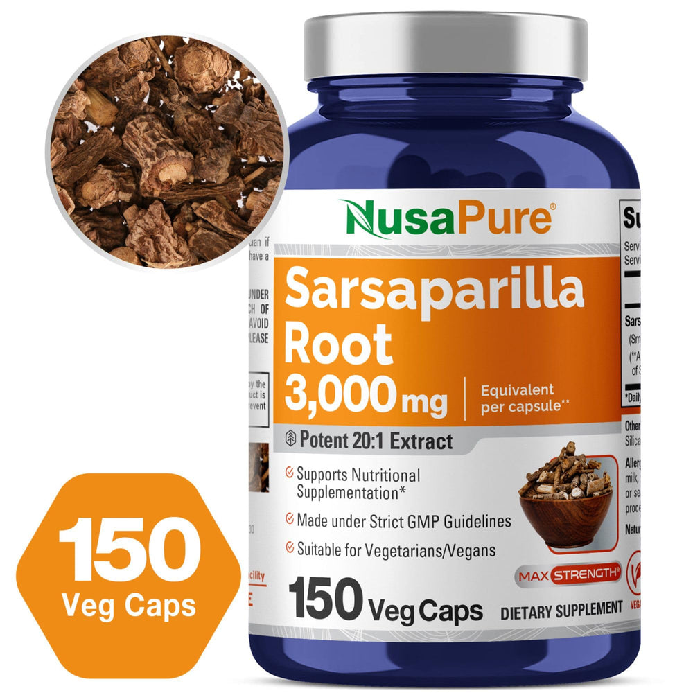 NusaPure Sarsaparilla capsules in hand illustrate on-the-go convenience