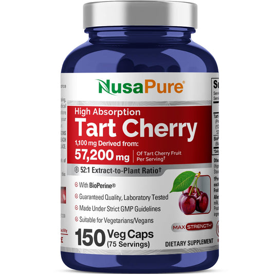NusaPure Tart Cherry bottle with label and high-strength extract.