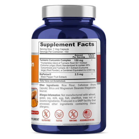 NusaPure Turmeric Curcumin capsules display vegetarian gluten-free formulation