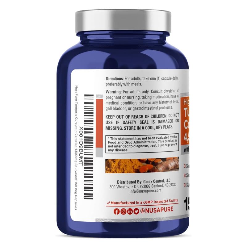 NusaPure label close-up highlighting 95 percent curcuminoids