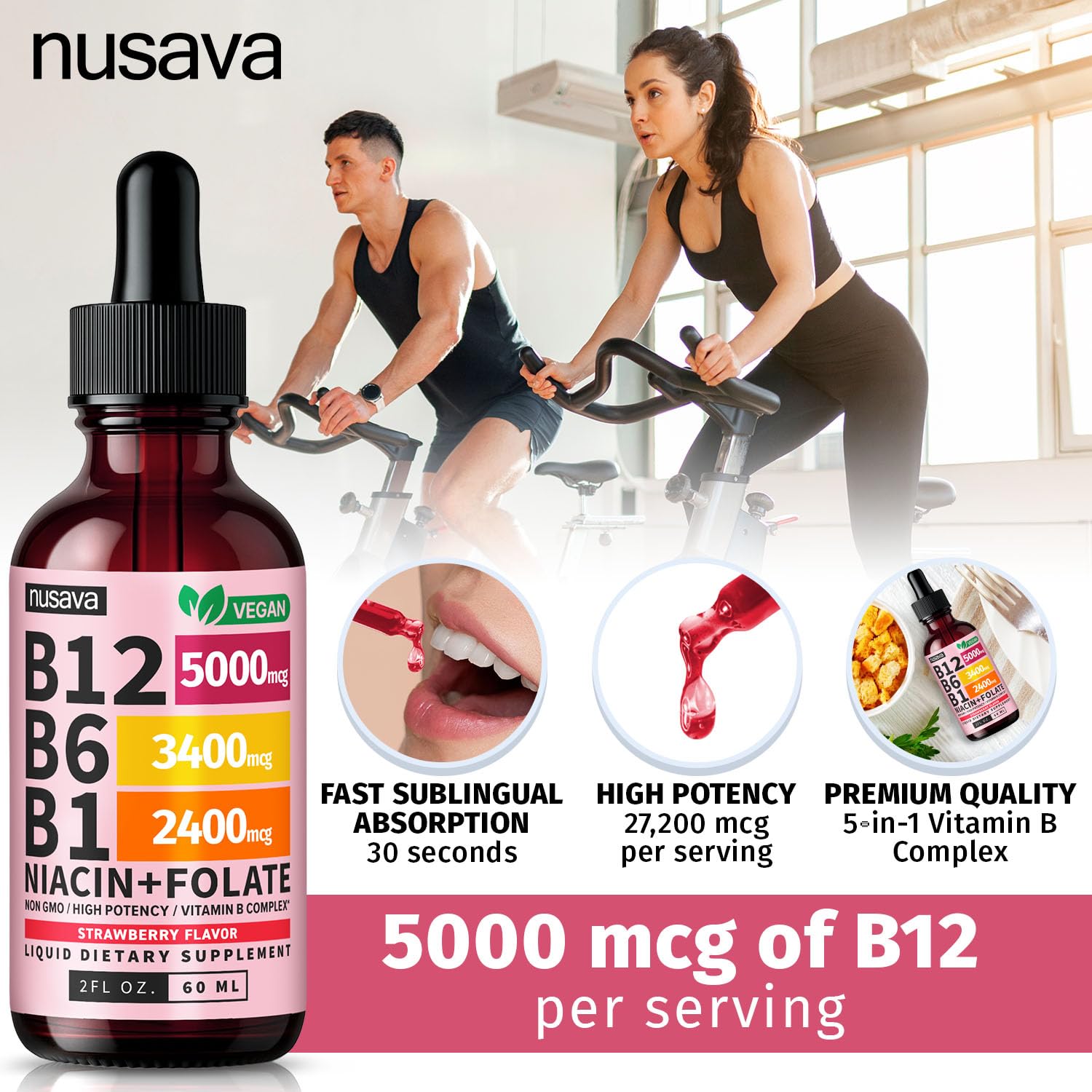NUSAVA B12 drops 4-pack box highlights value.