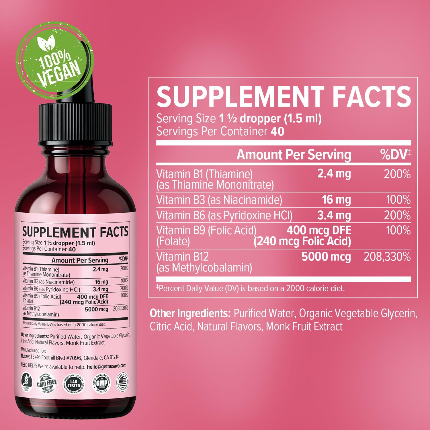 NUSAVA B12 drops bottle cap enables easy sublingual use.