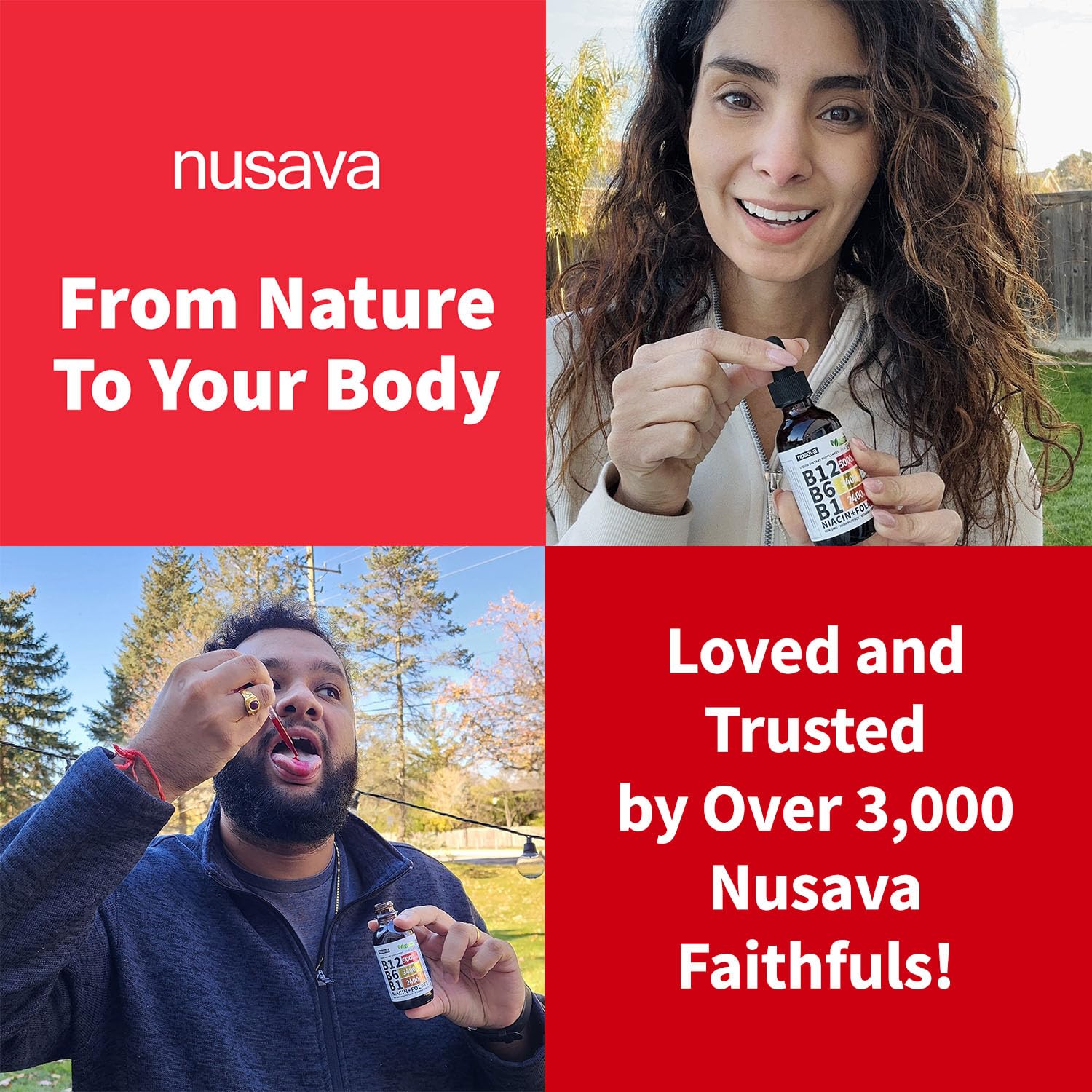NUSAVA B12 drops under tongue for fast absorption.
