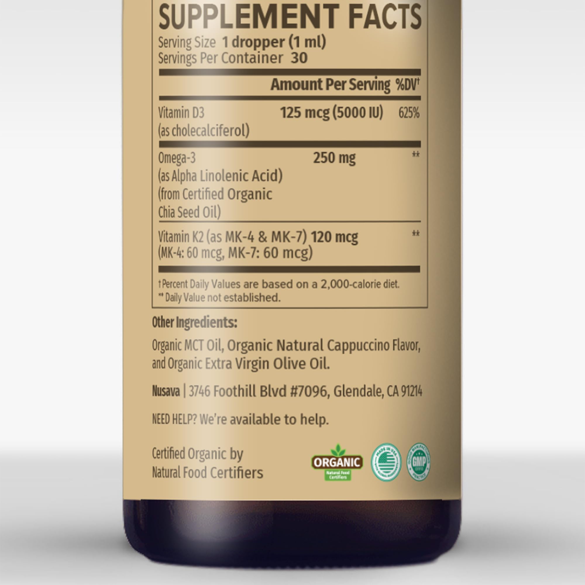 NUSAVA D3 K2 2-pack packaging on display showcases value and convenience.
