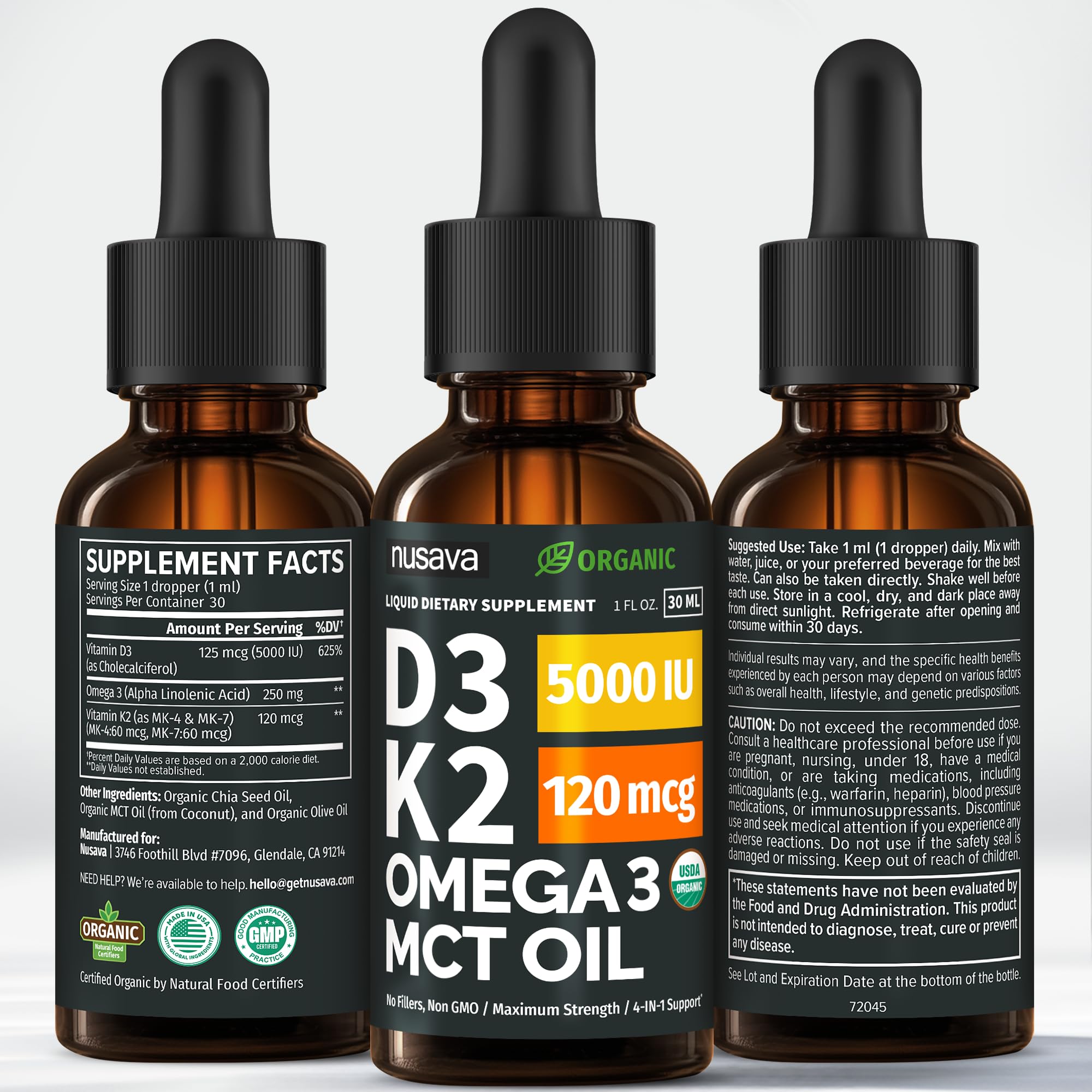 NUSAVA USA-made label conveys quality and responsibly sourced ingredients.