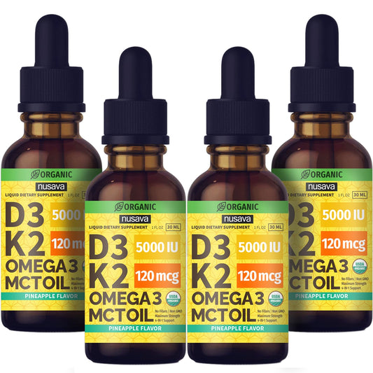 NUSAVA Vitamin D3 K2 drops bottle front view for daily wellness