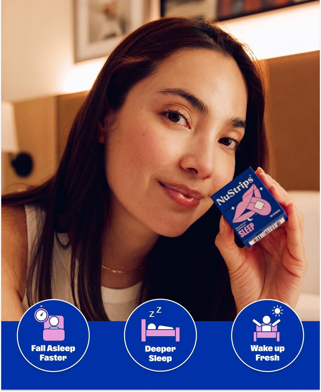 NuStrips sleep strip dissolves fast on tongue to ease into sleep