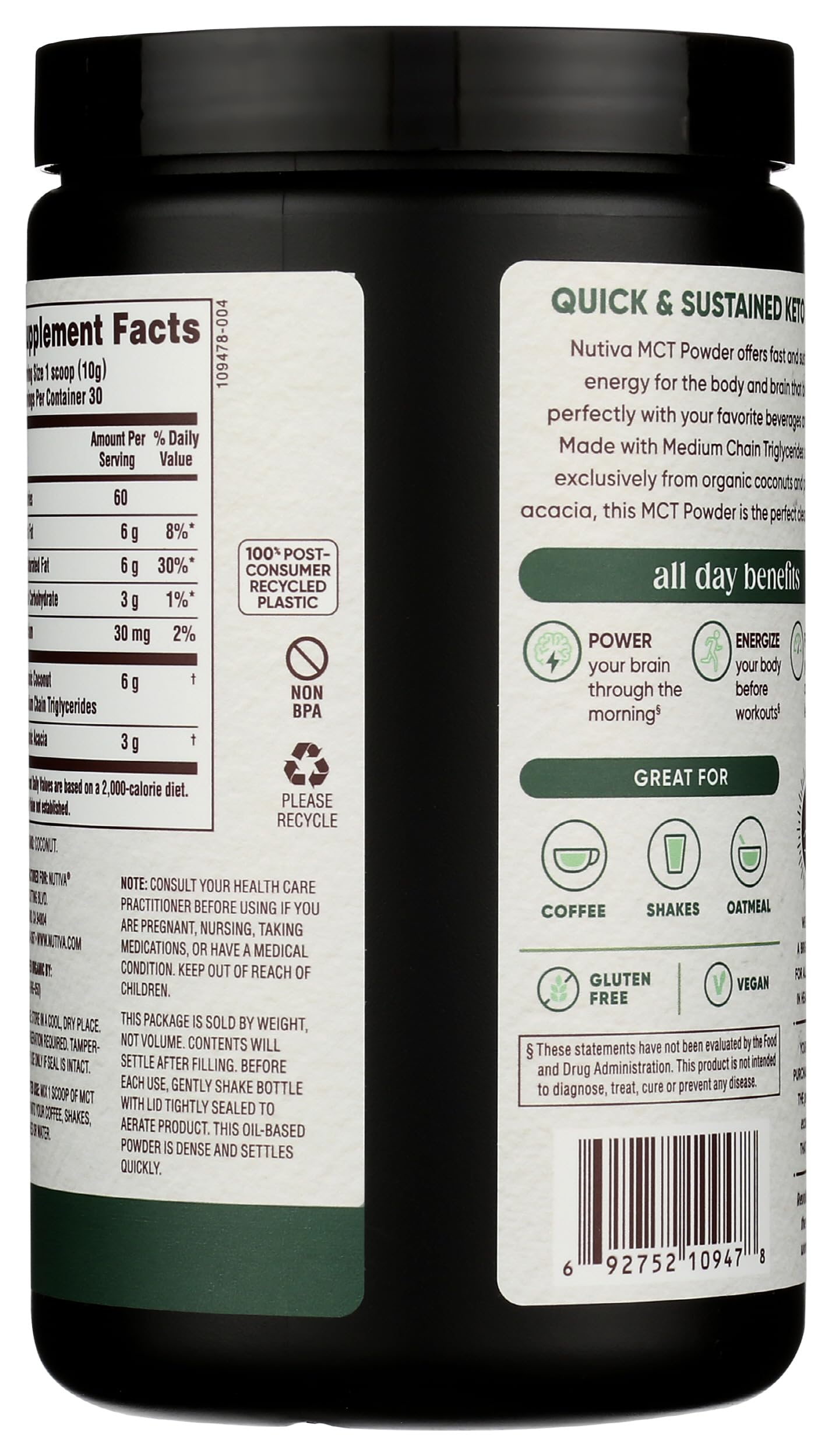 Nutiva Organic MCT Powder pour into coffee for seamless blending.