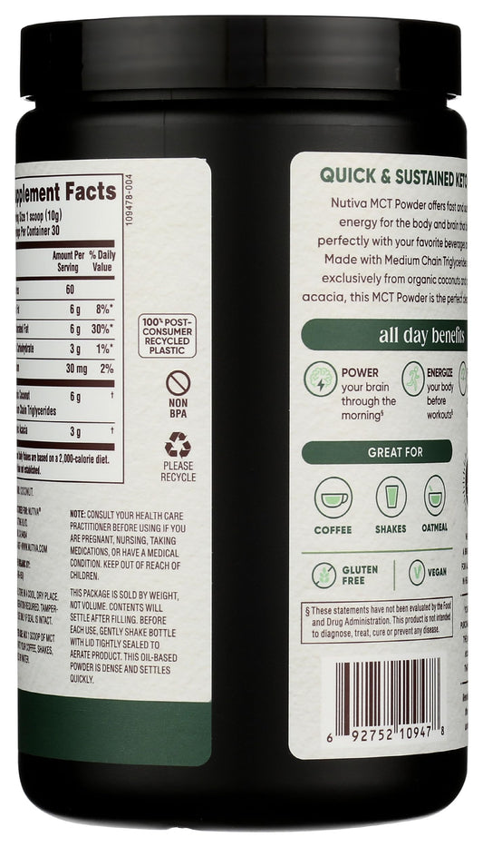 Nutiva Organic MCT Powder pour into coffee for seamless blending.