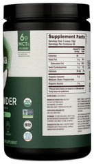 Nutiva MCT Powder container highlighting organic coconuts sourced sustainably.