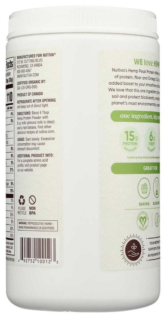 Nutiva Hemp Protein 50 bag open with scoop for quick protein in recipes
