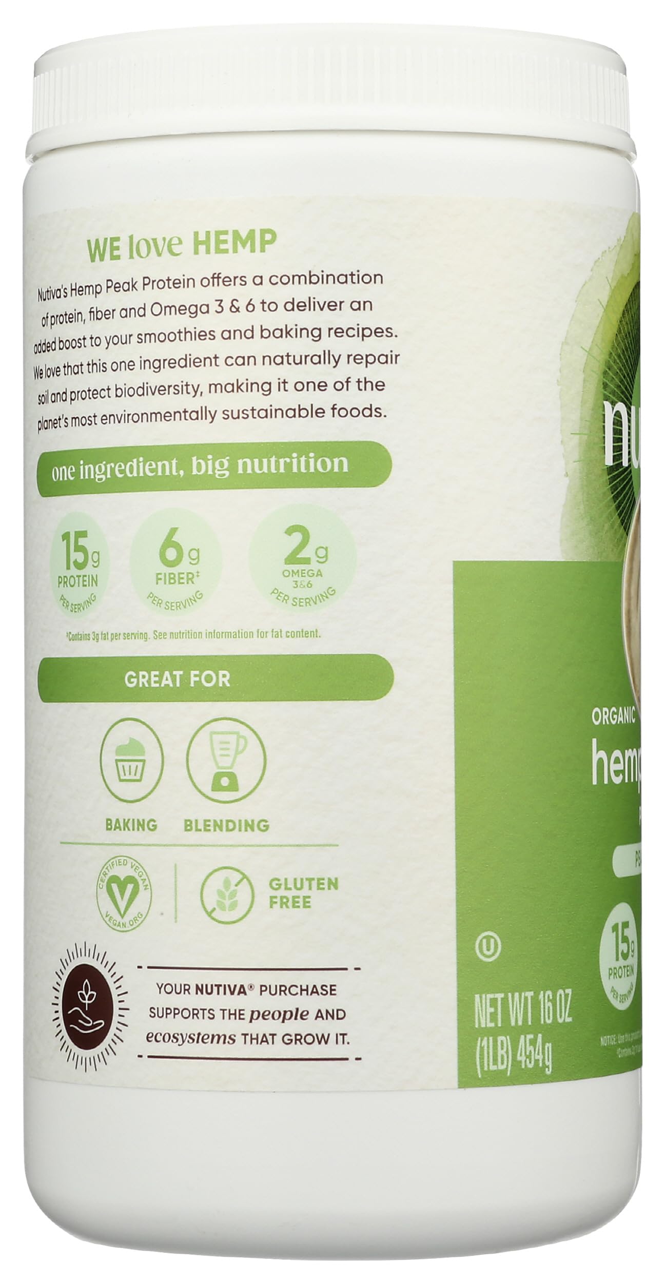 Nutiva Hemp Protein 50 texture close-up showing natural color