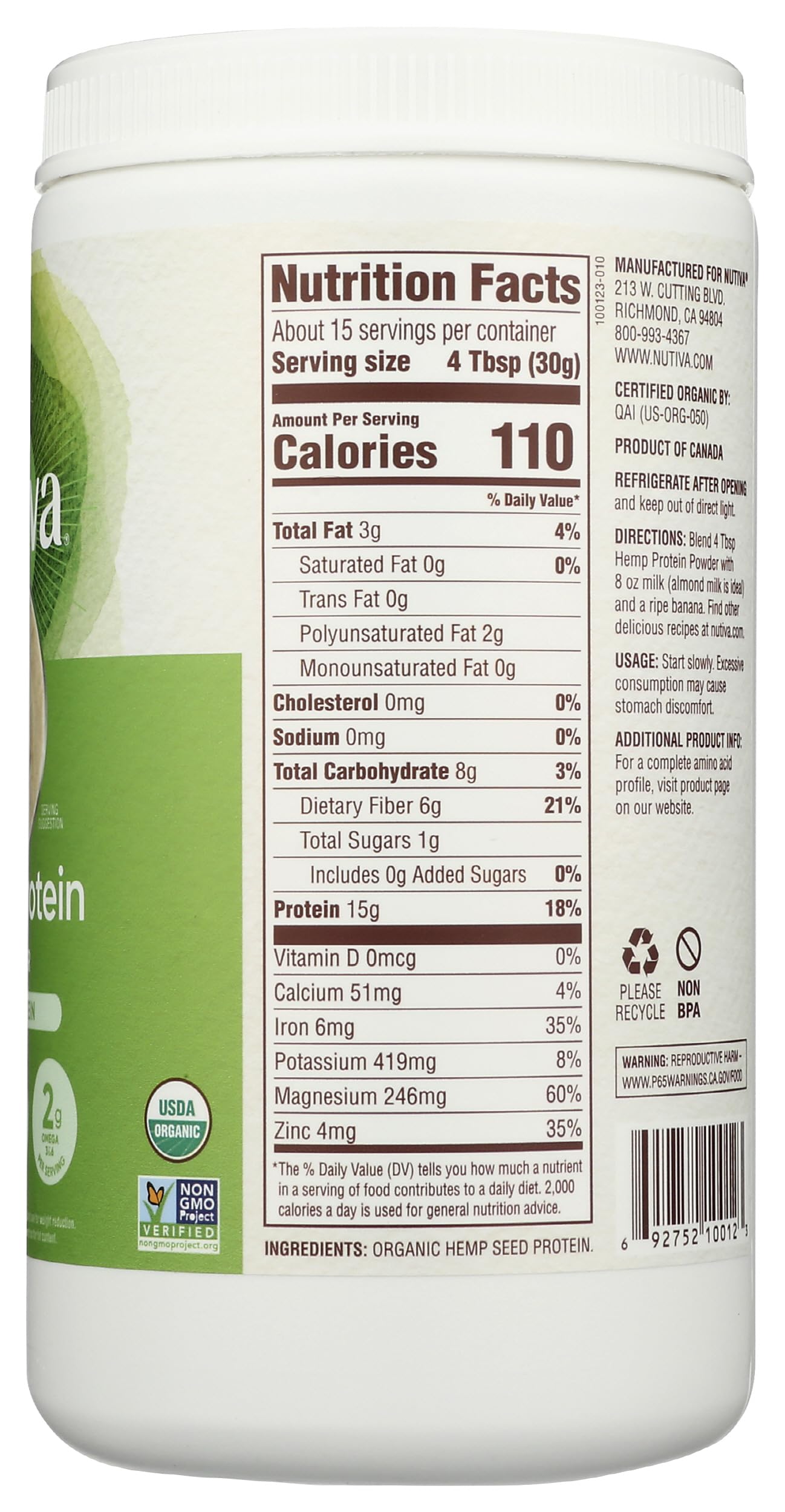 Nutiva Hemp Protein 50 powder measured for yogurt topping