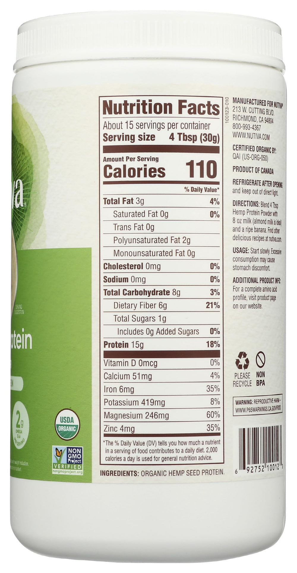 Nutiva Hemp Protein 50 powder measured for yogurt topping