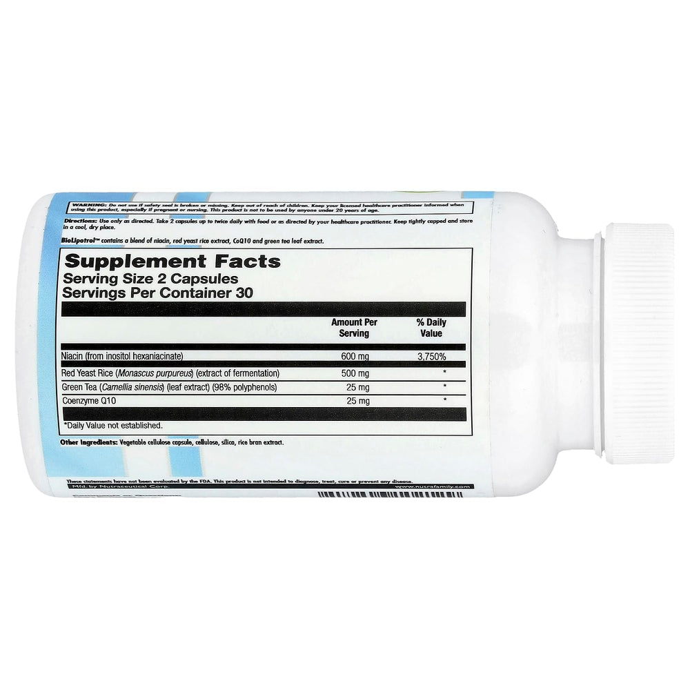 BioLipotrol packaging closeup showing brand and no-flush niacin and CoQ10 emphasis
