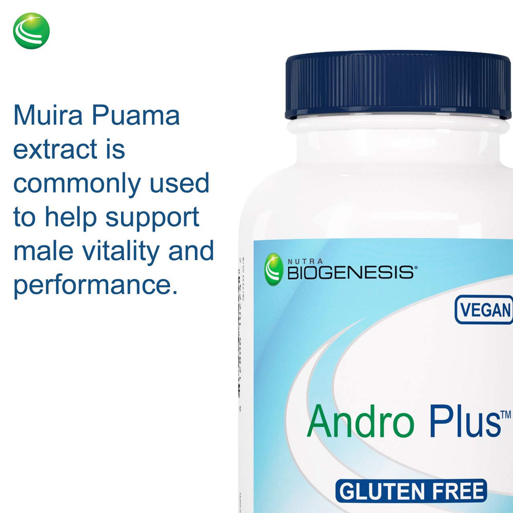 Nutra BioGenesis Andro Plus premium packaging on a retail shelf.