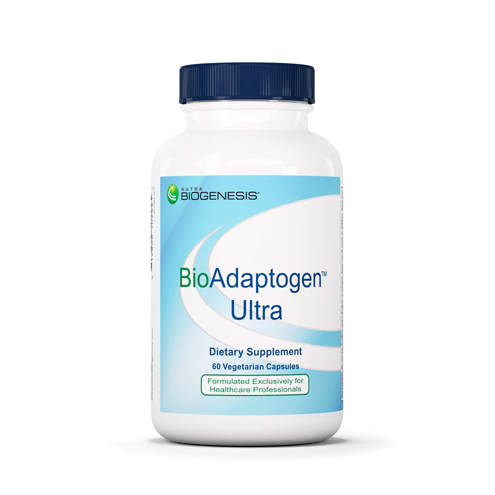 Nutra BioGenesis Bioadaptogen Ultra bottle promotes calm energy during busy days