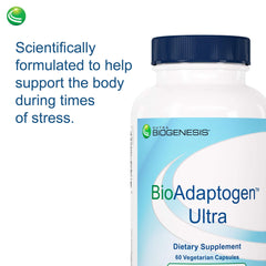 Clear glass bottle depicts safe storage for Nutra BioGenesis Ultra