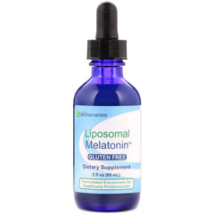 Nutra BioGenesis liposomal melatonin bottle pour for quick nighttime relaxation.
