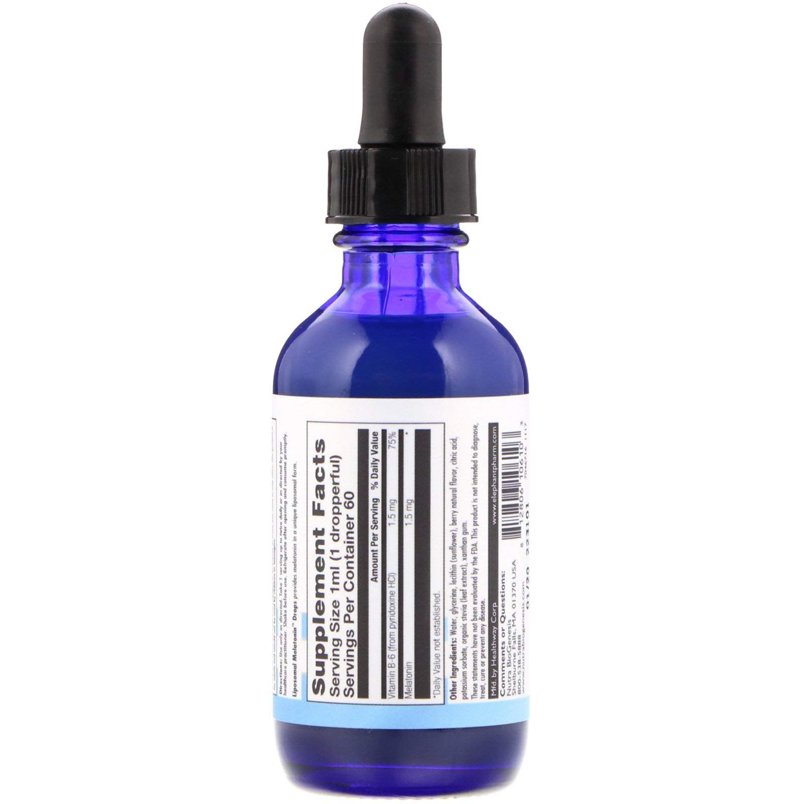 Nutra BioGenesis liposomal melatonin dropper close-up for fast sleep support.