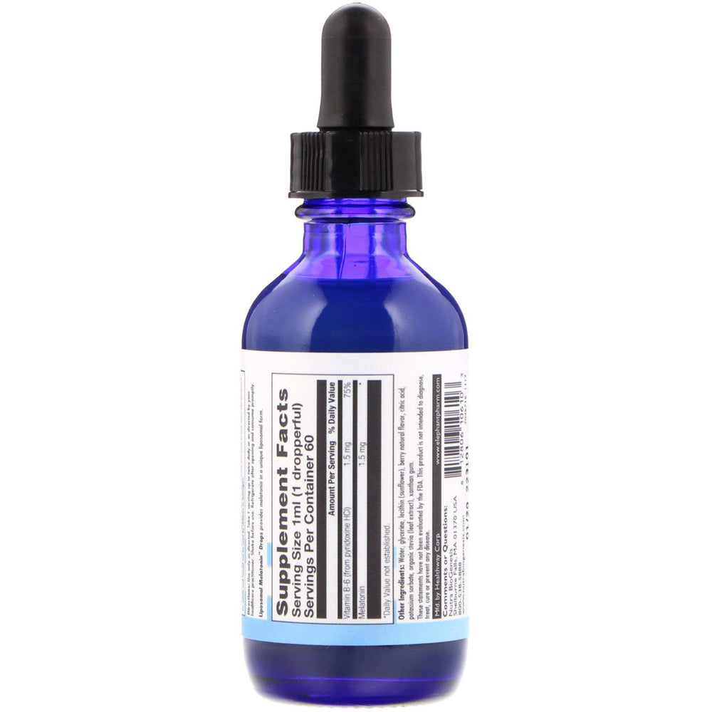 Nutra BioGenesis liposomal melatonin dropper close-up for fast sleep support.
