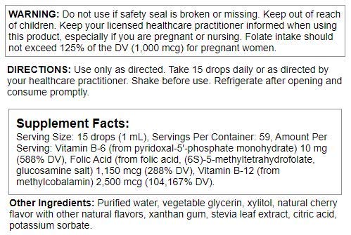 Nutra BioGenesis Methyl Factors label closeup highlighting methyl B12 and methylfolate