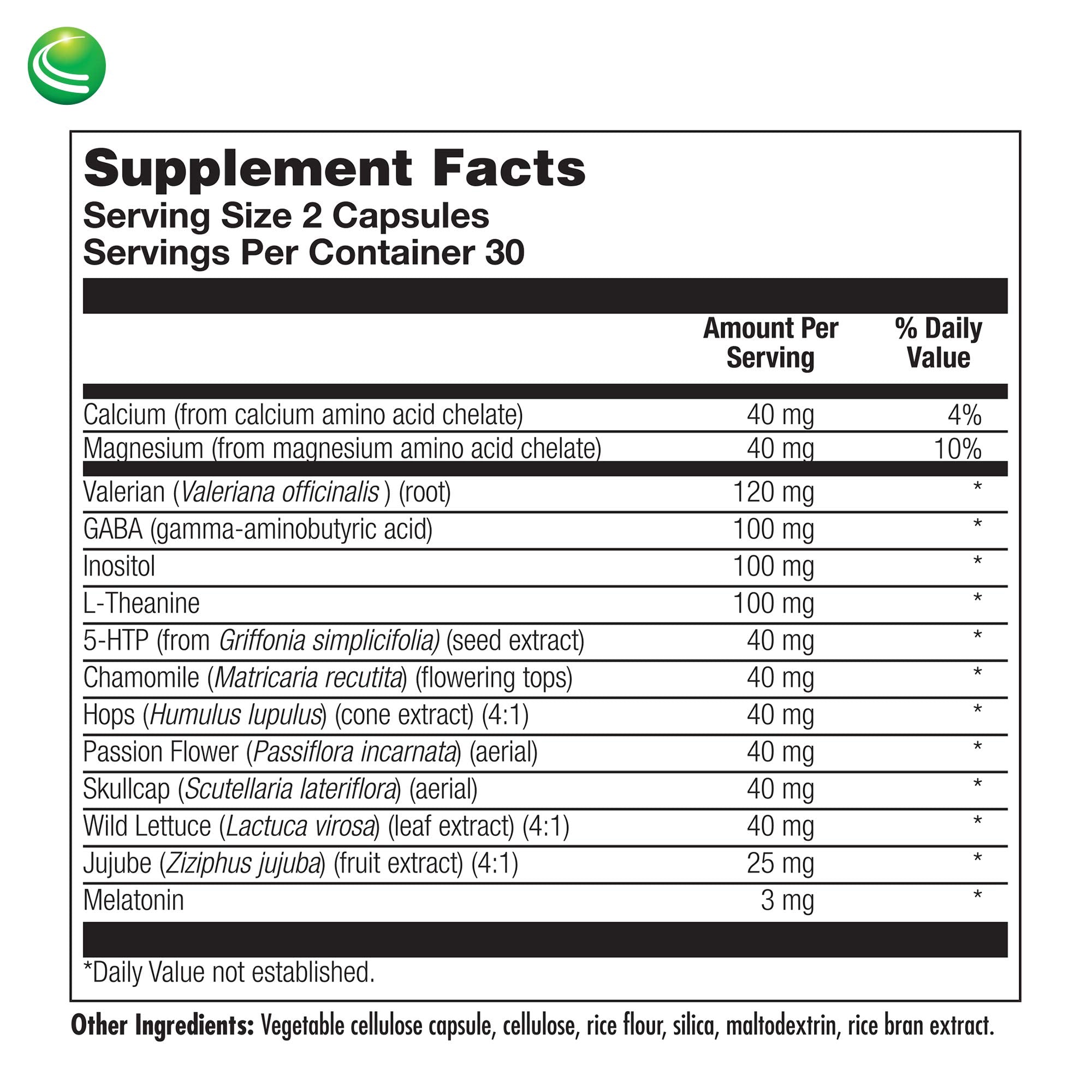 Nutra BioGenesis Sleep Factors valerian root bottle with herbs for calm evenings.