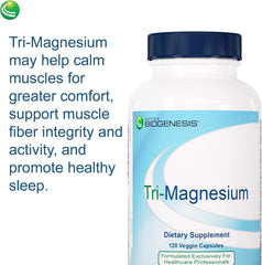 Nutra BioGenesis Tri-Magnesium bottle on a shelf suggesting trusted daily support
