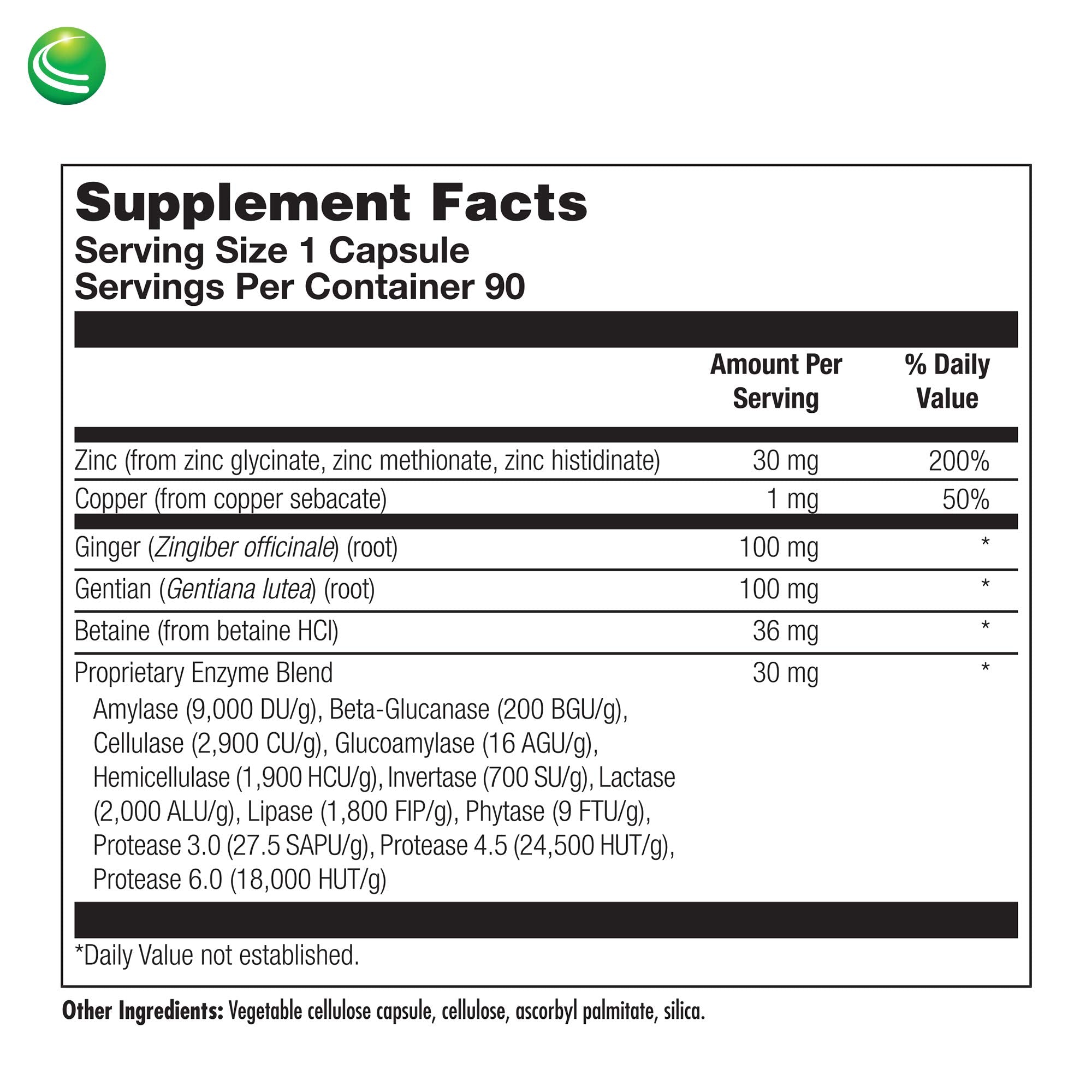 Digestive enzymes blend graphic indicating improved nutrient absorption