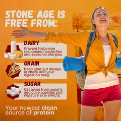 Nutra-Farms Stone Age Protein vanilla shake in glass with flavorful taste.