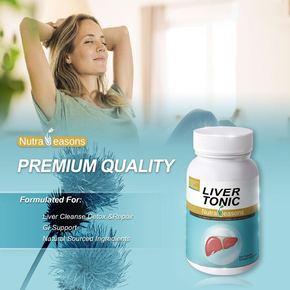 Nutra Seasons Liver Tonic bottle on shelf aiding quick selection for liver support.