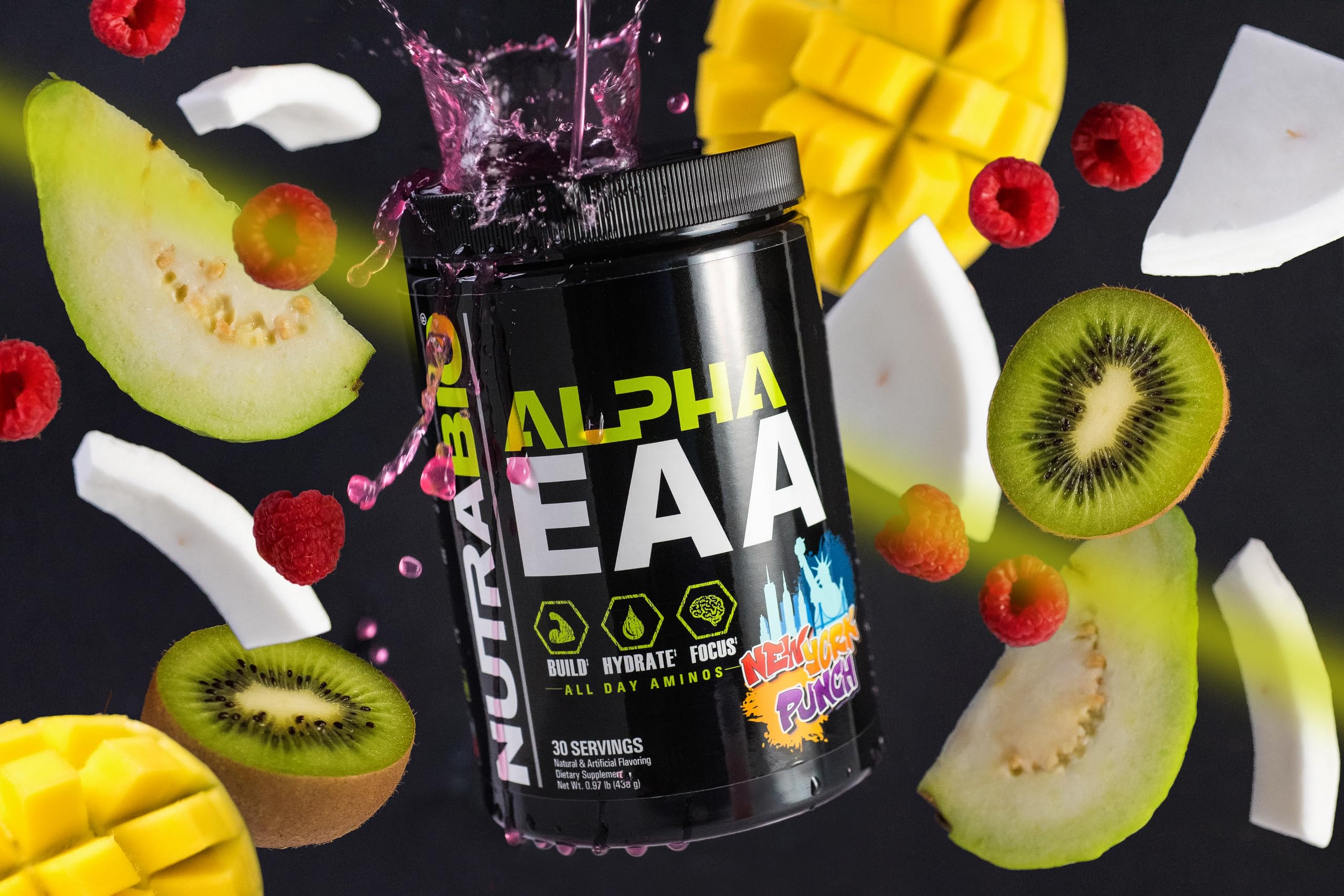 NutraBio Alpha EAA ingredients chart comparing EAAs and BCAAs