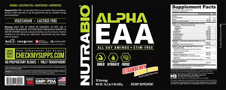 NutraBio Alpha EAA shaker bottle prepared for efficient hydration during training.