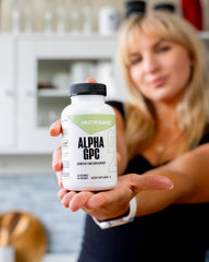 NutraBio Alpha GPC packaging front showing plant based capsule formula