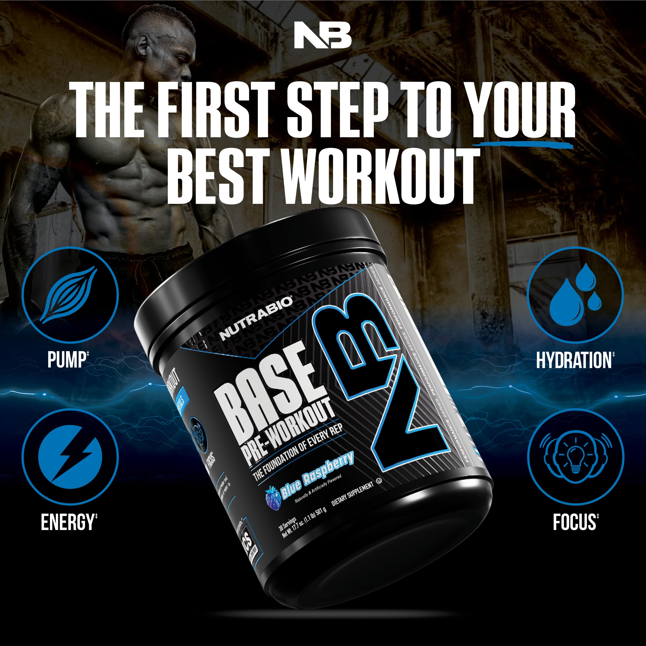 Powder dissolving in water to show quick mixability of NutraBio Base Pre-Workout