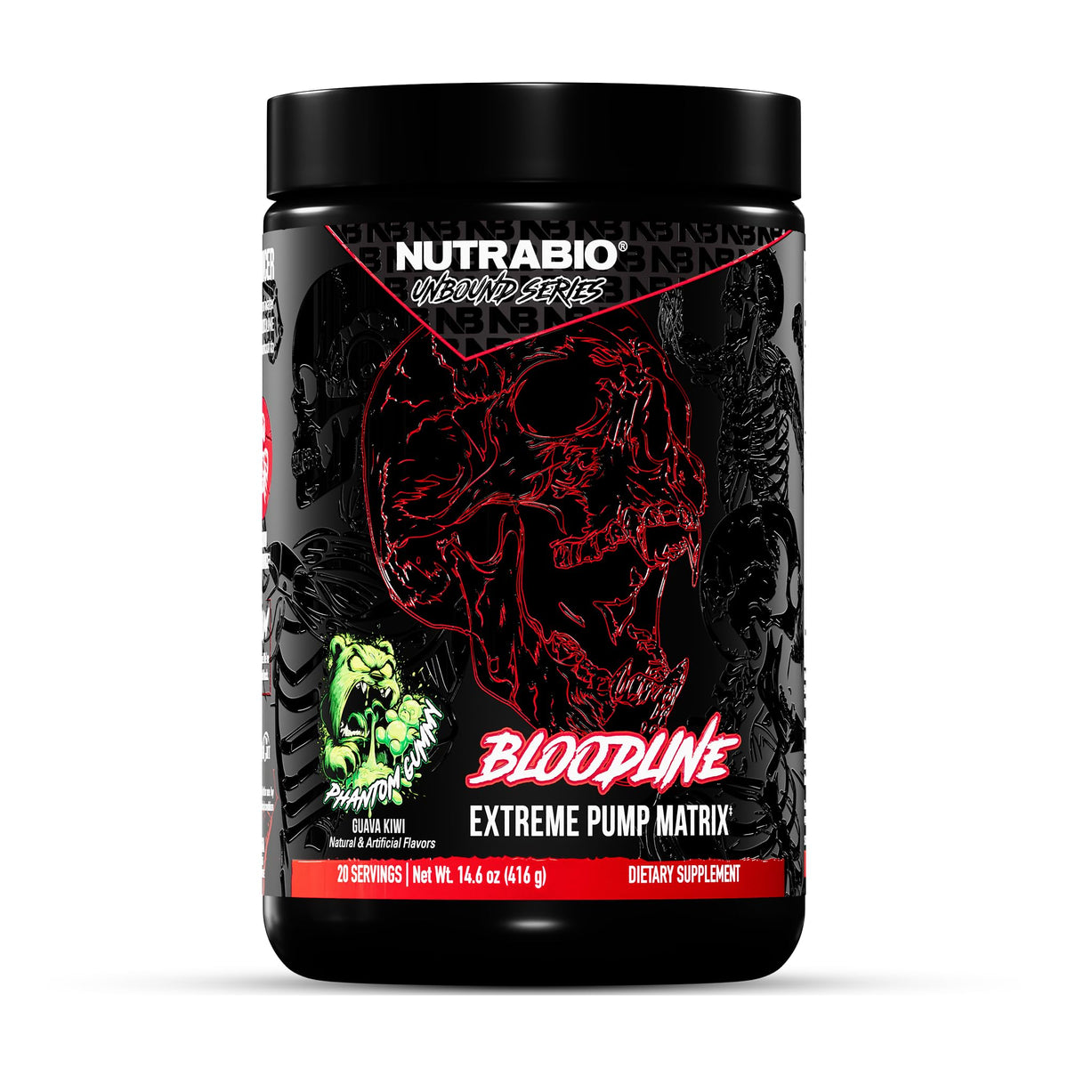 NutraBio Bloodline bottle pour highlights the pump-focused pre workout experience