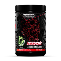 NutraBio Bloodline bottle pour highlights the pump-focused pre workout experience