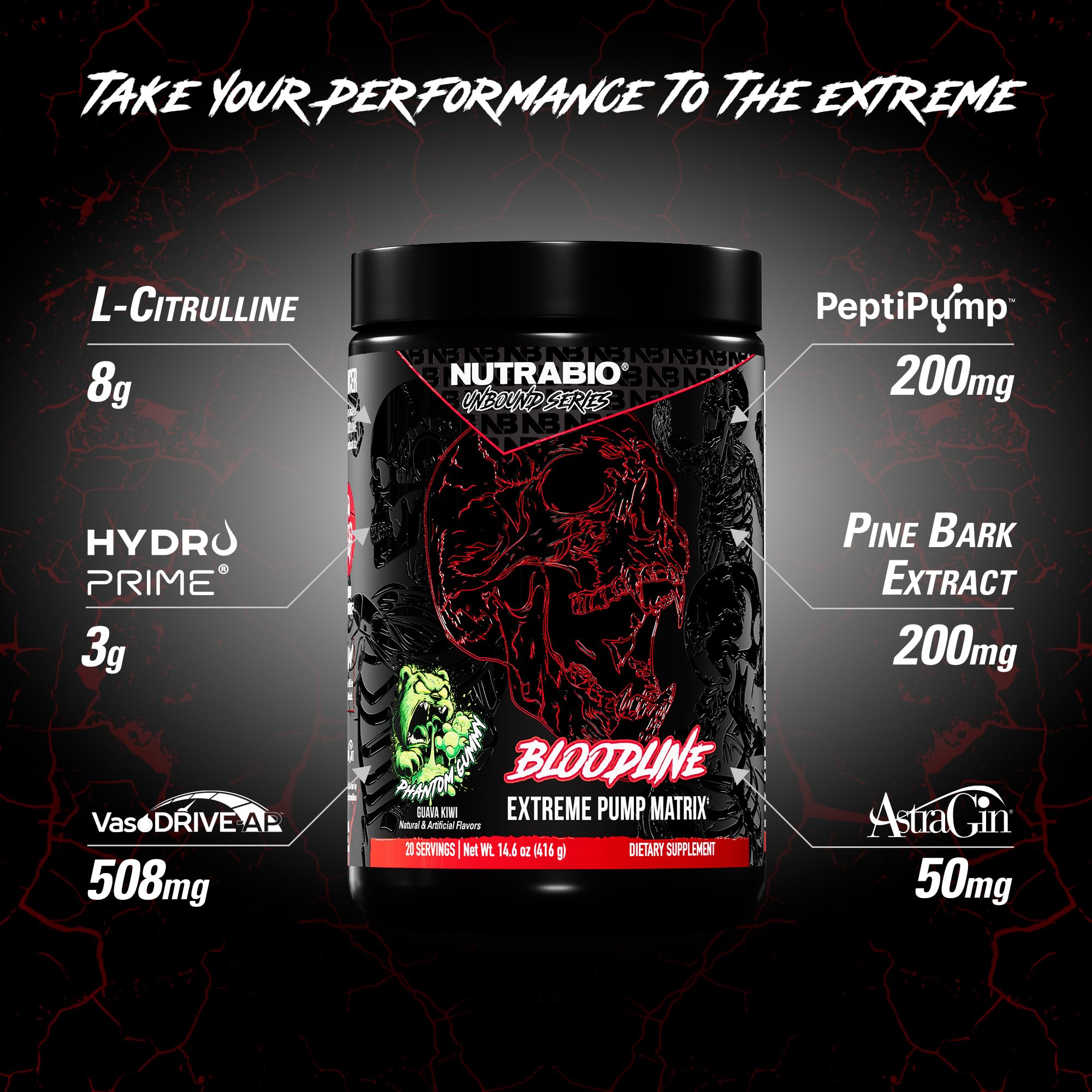 NutraBio Bloodline scoop ready to mix signals a stimulant-free pump session
