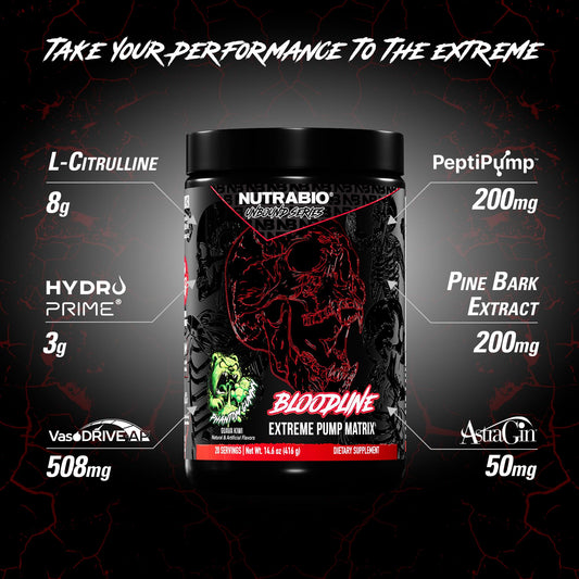 NutraBio Bloodline scoop ready to mix signals a stimulant-free pump session
