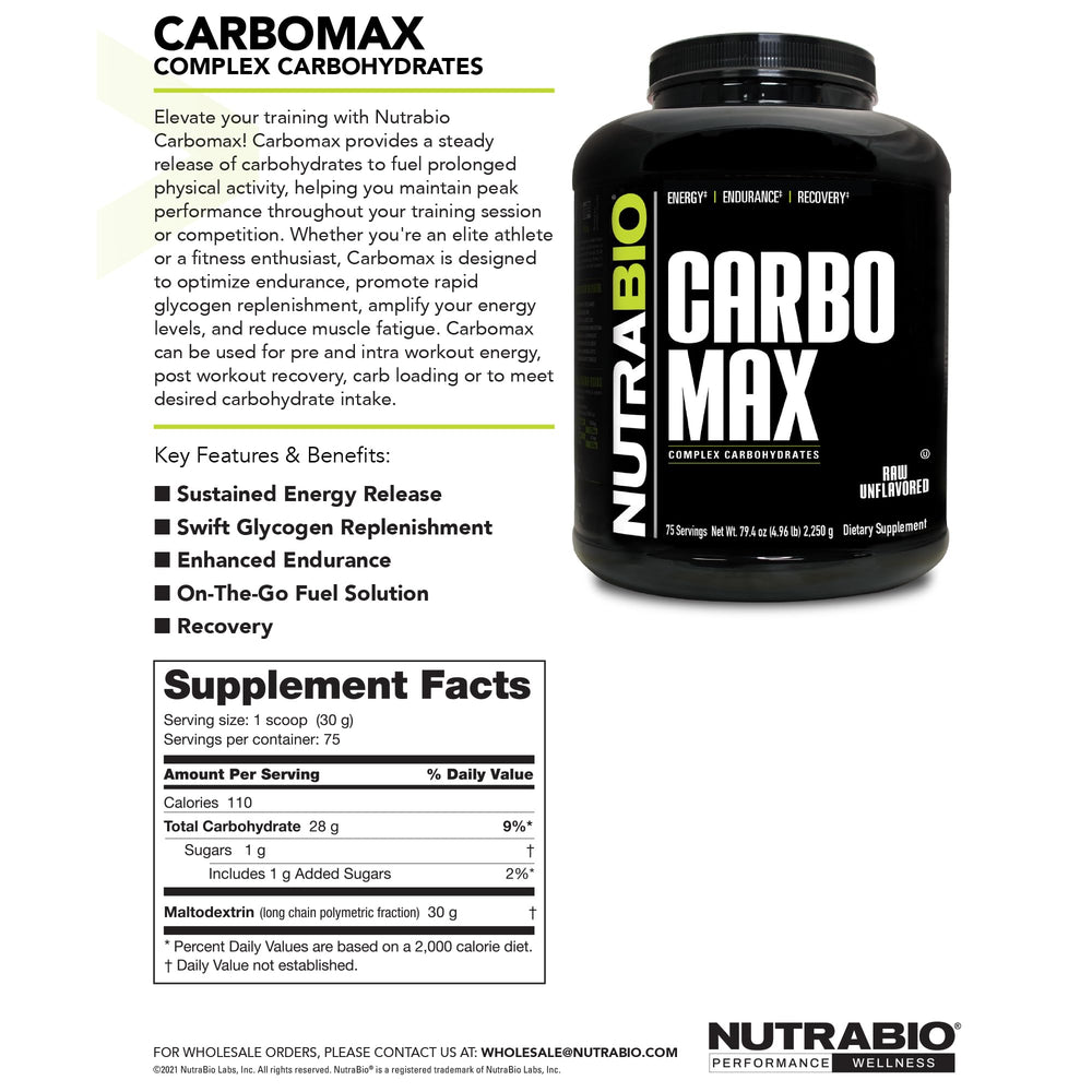 NutraBio CarboMax daily-use setup demonstrates convenient calorie-rich energy for workouts
